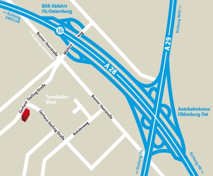 Grafik: Anfahrt zum Logistikzentrum des Klinikum Oldenburg